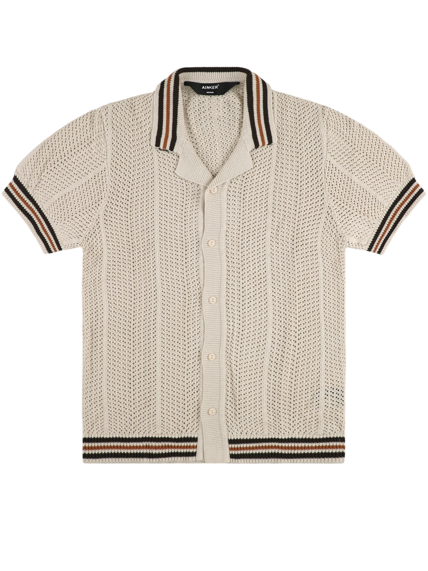 AINKER Mocha Knit Button Shirt