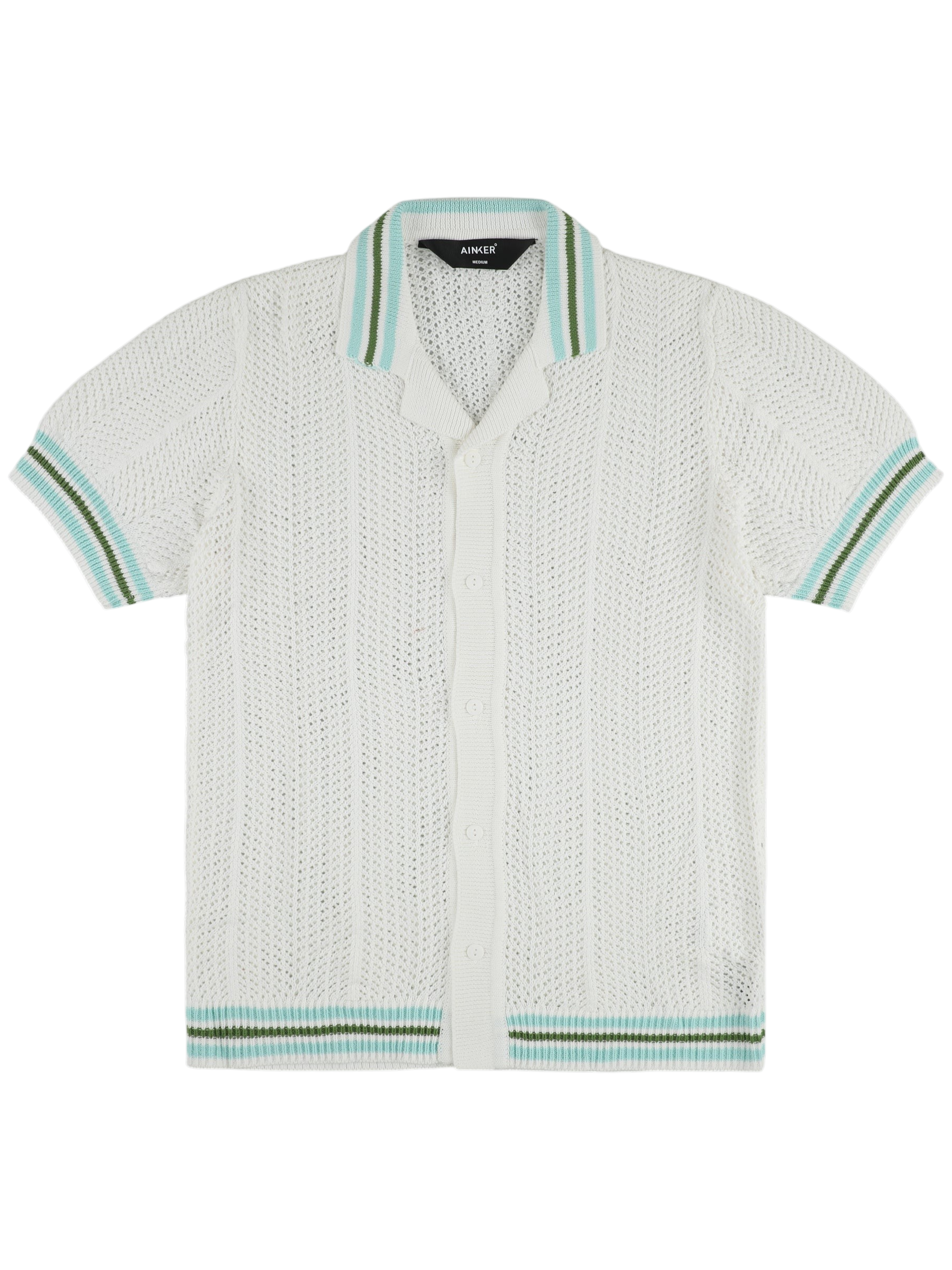 AINKER 802 White Knit Button Shirt