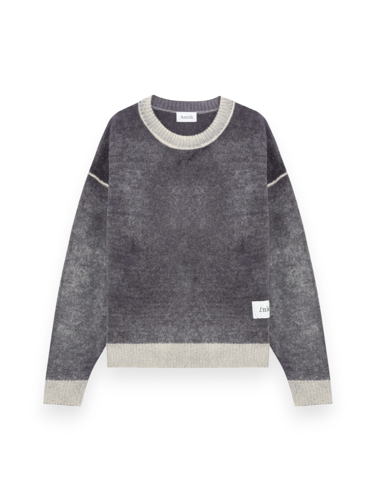 Amish Crew Neck Sweater In Wool Grey