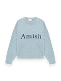 Amish Crew Neck Sweater With Logo Dust Blue