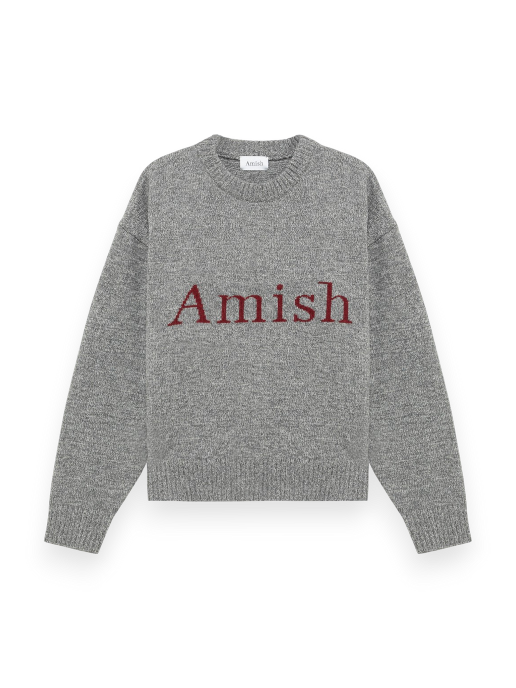 Amish Crew Neck Sweater With Logo Grey