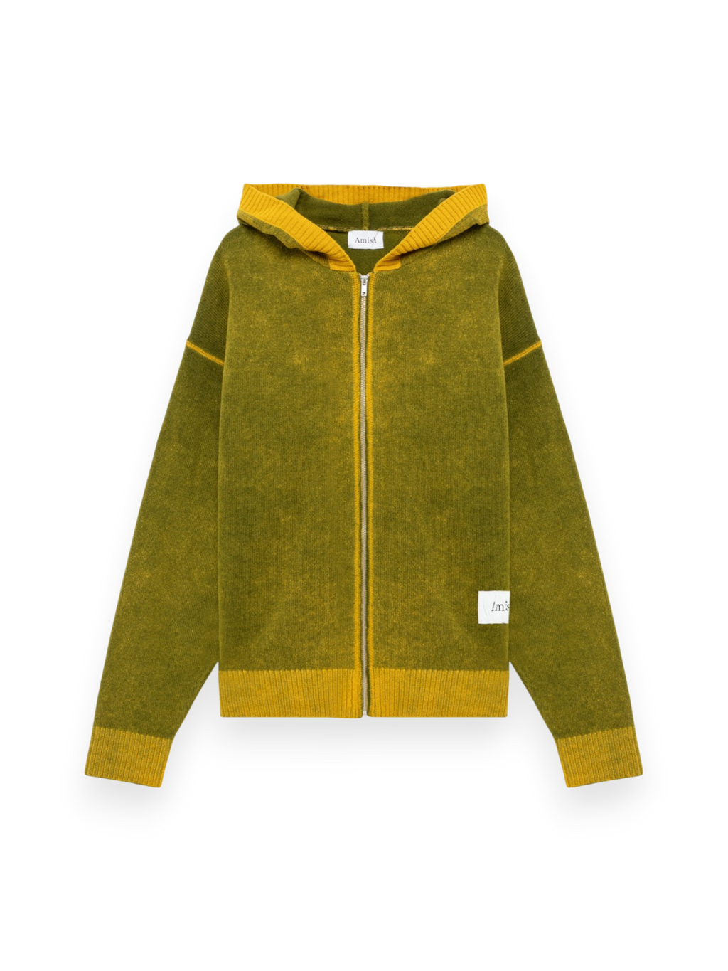 Amish Hood zip Unisex Wool Printed Mustard/Forest