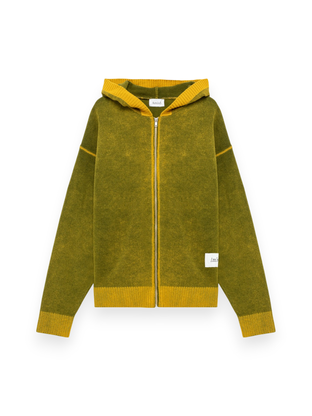 Amish Hood zip Unisex Wool Printed Mustard/Forest