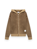 Amish Hood zip Unisex Wool Printed Taupe/Dark Brown