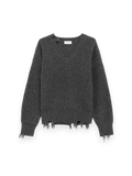 Amish V-Neck Distressed Jumper Grey