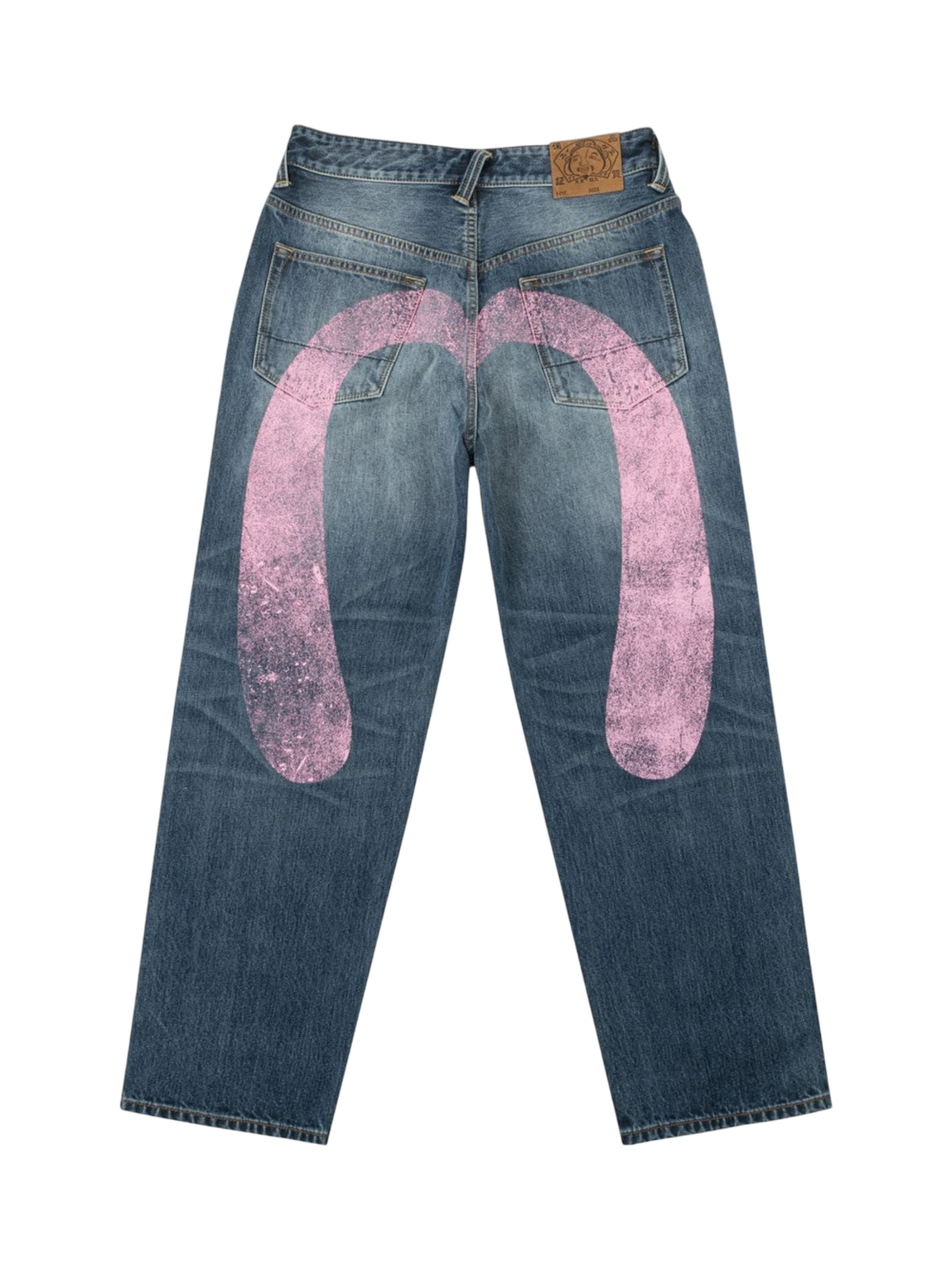 Evisu Pink Daicock Ripped Jeans