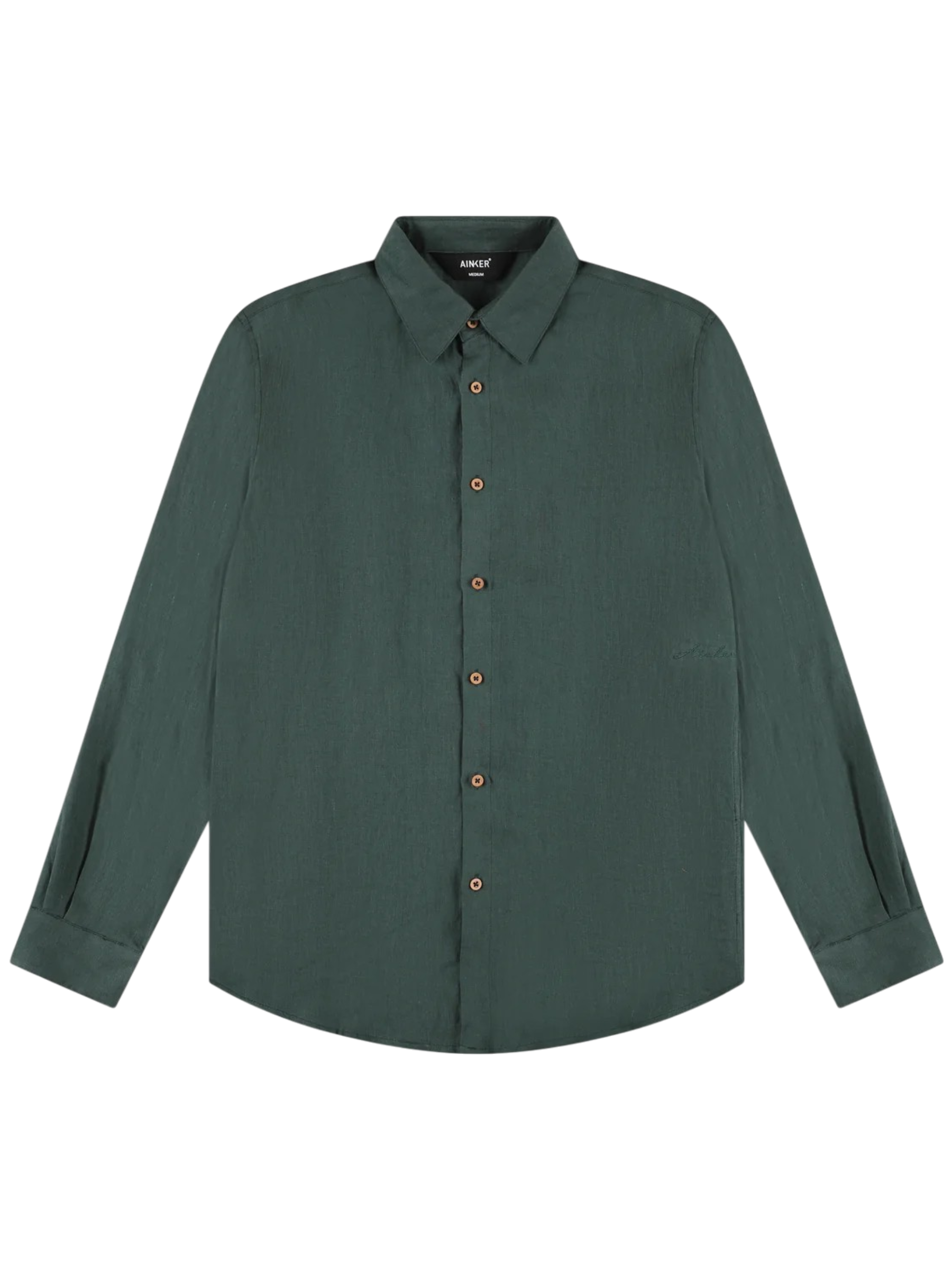 AINKER linen Olive 777 Button Shirt
