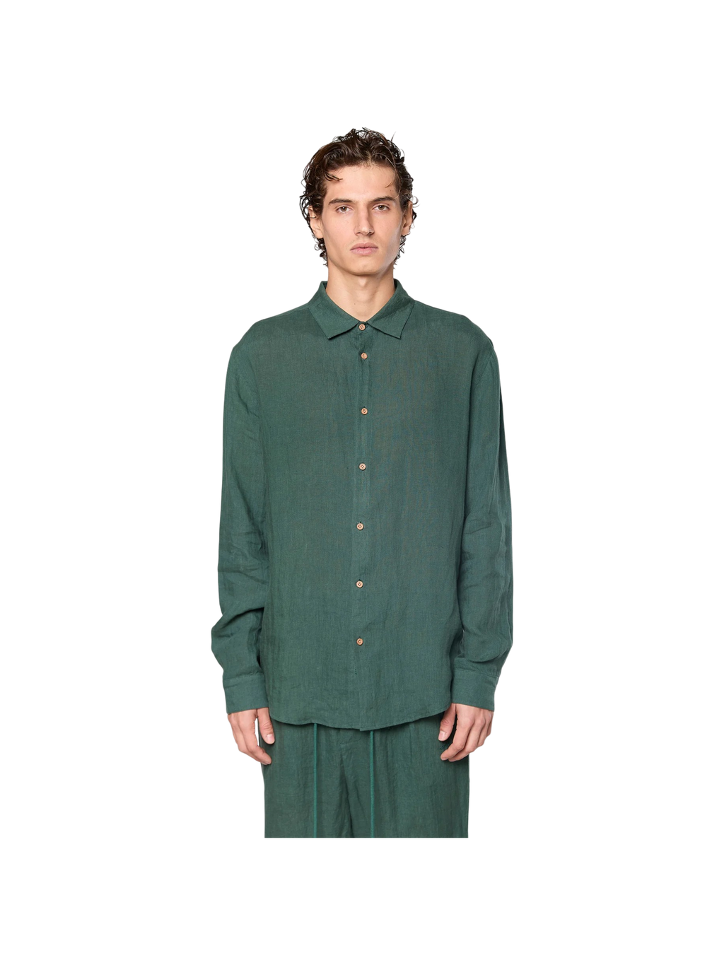 AINKER linen Olive 777 Button Shirt