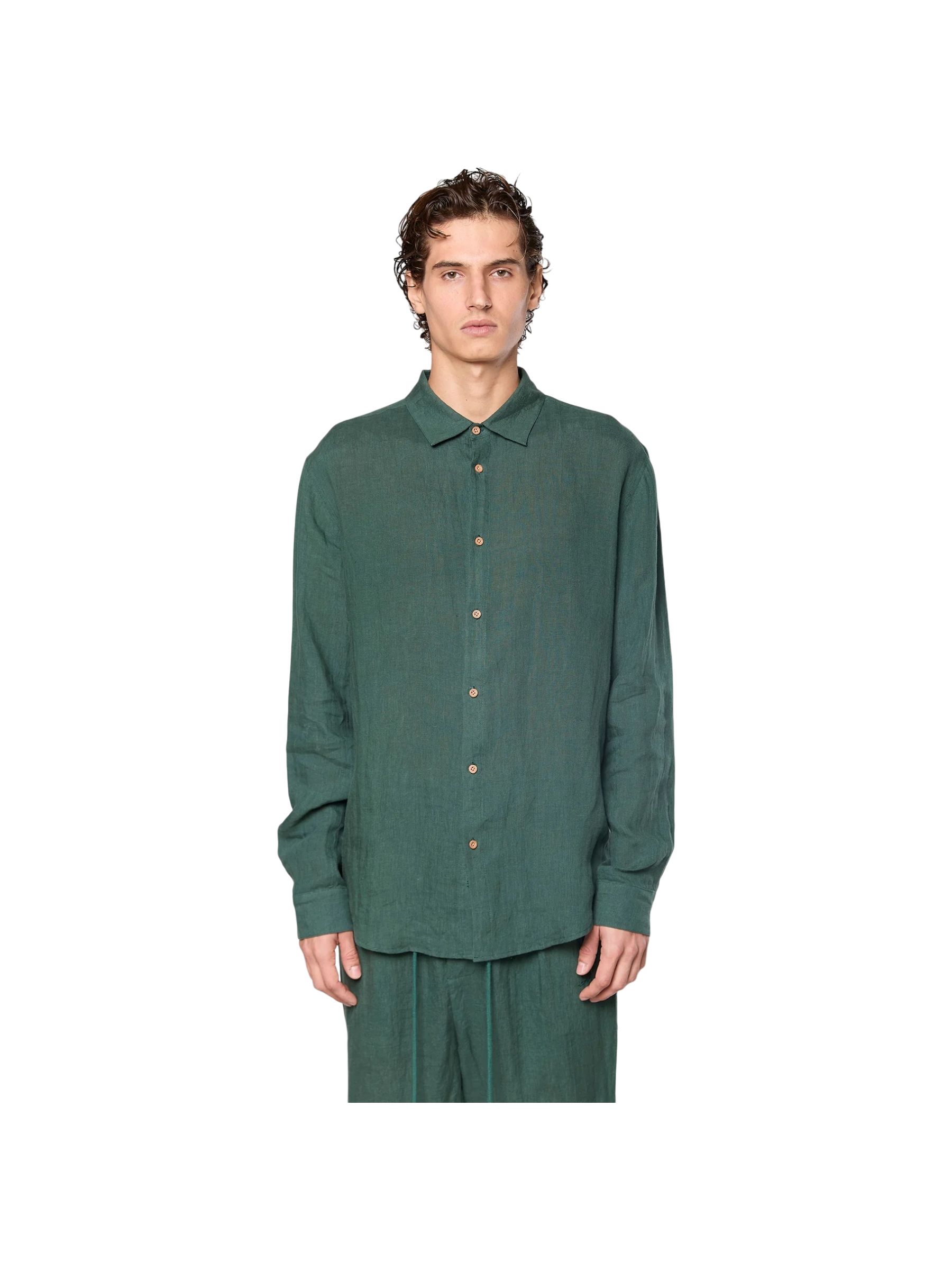 AINKER linen Olive 777 Button Shirt
