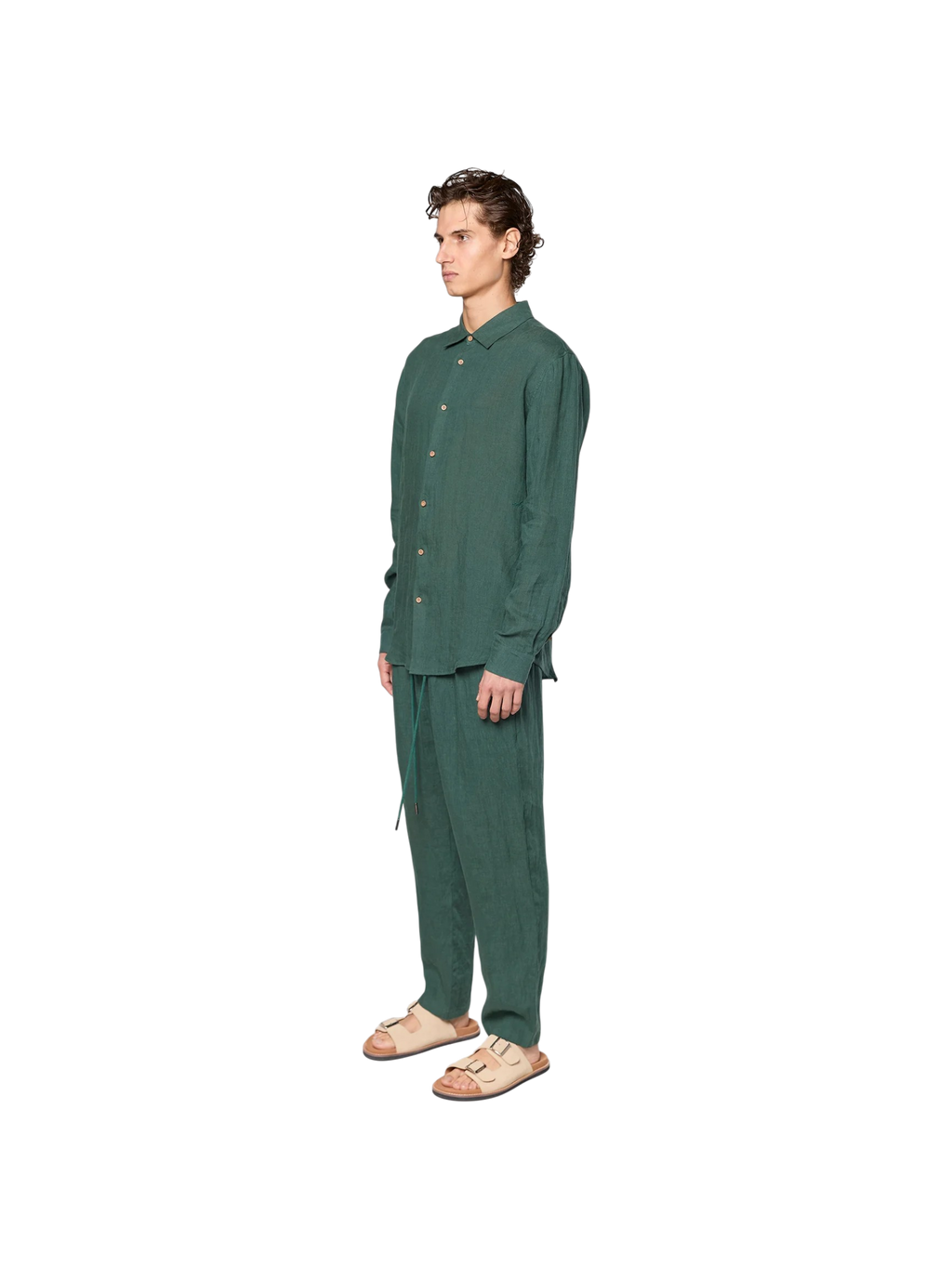 AINKER linen Olive 777 Button Shirt