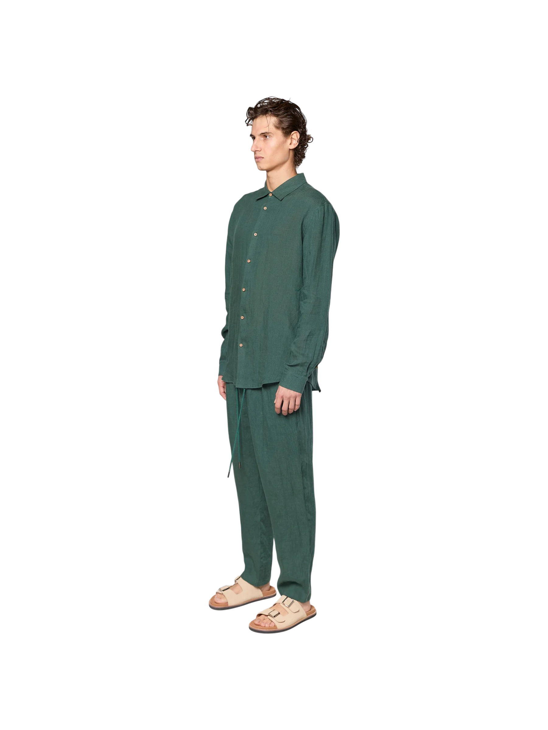 AINKER linen Olive 777 Button Shirt