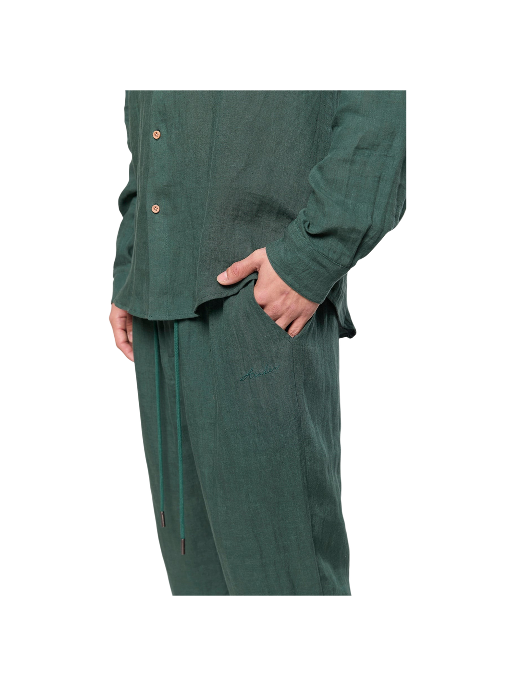 AINKER linen Olive 777 Button Shirt