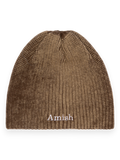 Amish Beanie Hat In Wool Taupe/Dark Brown