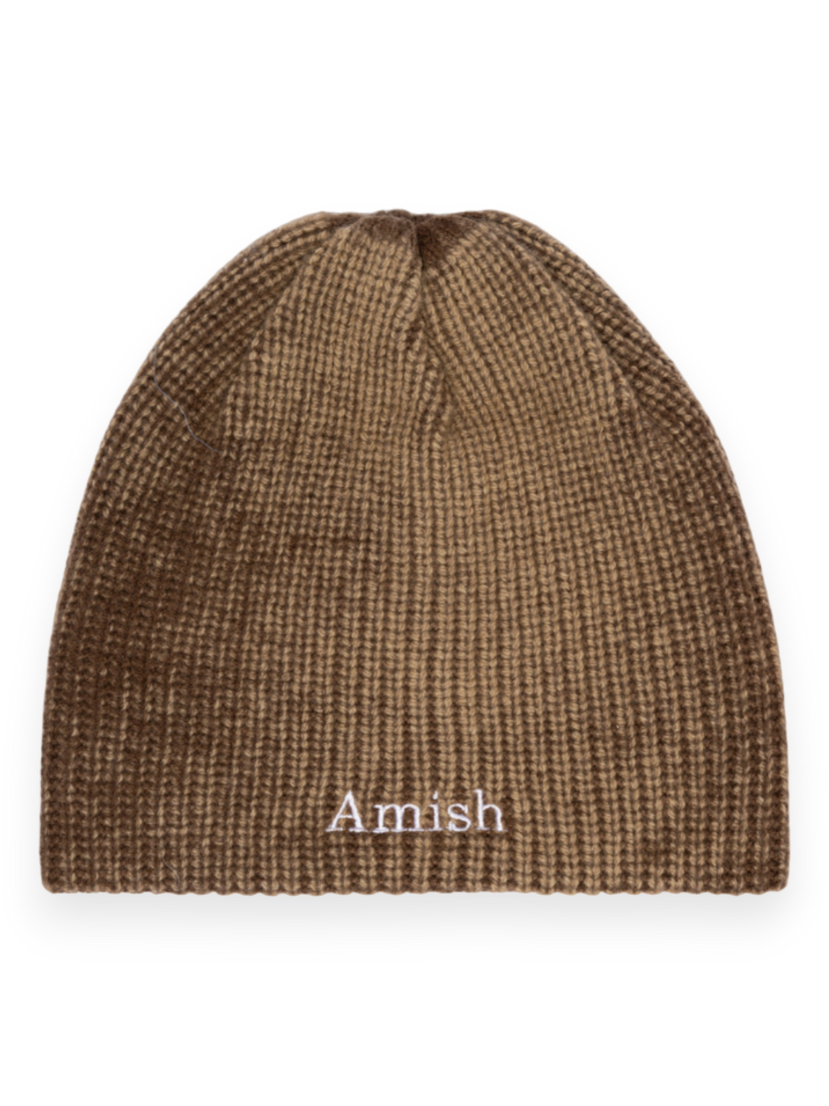 Amish Beanie Hat In Wool Taupe/Dark Brown