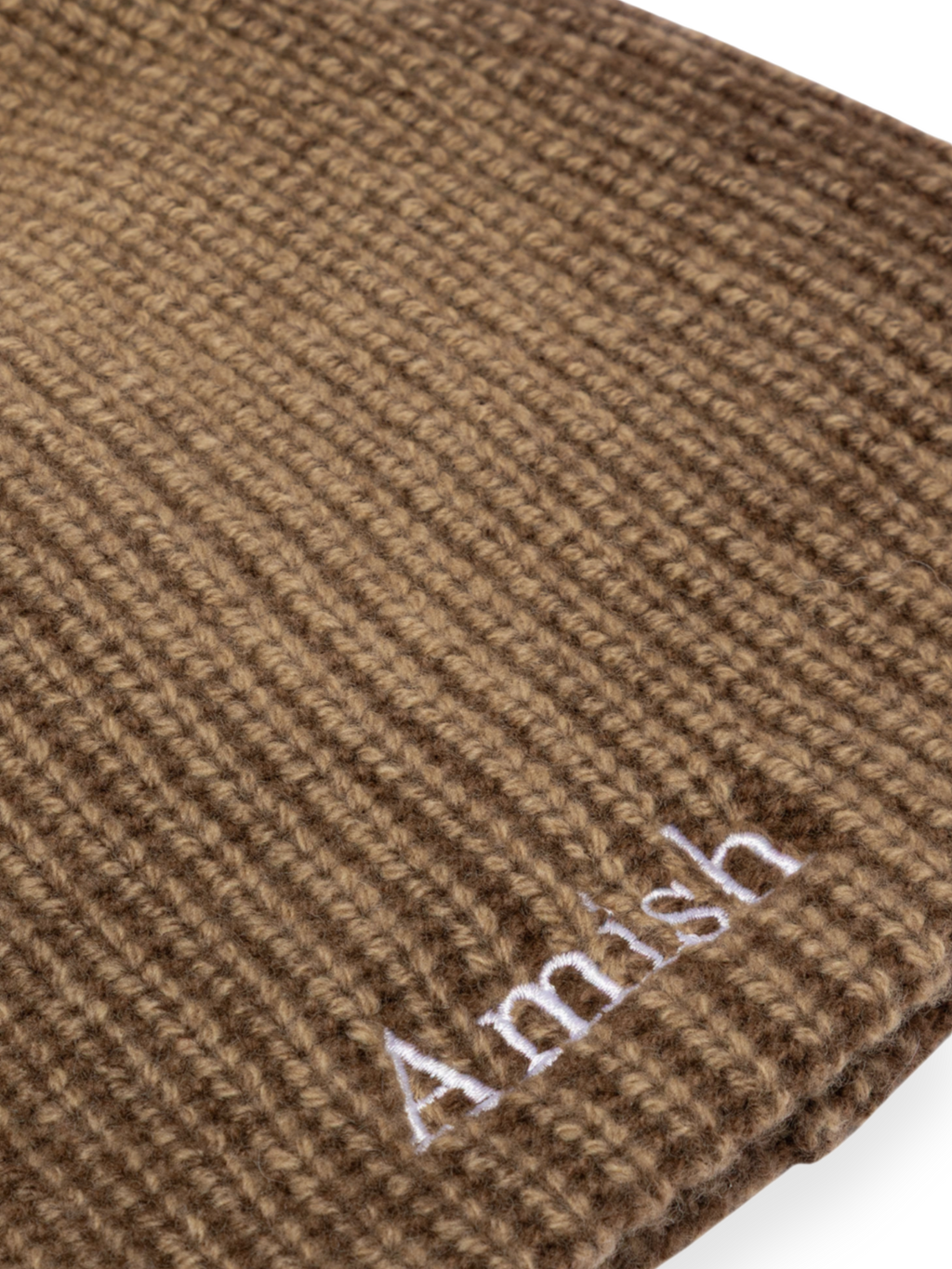 Amish Beanie Hat In Wool Taupe/Dark Brown