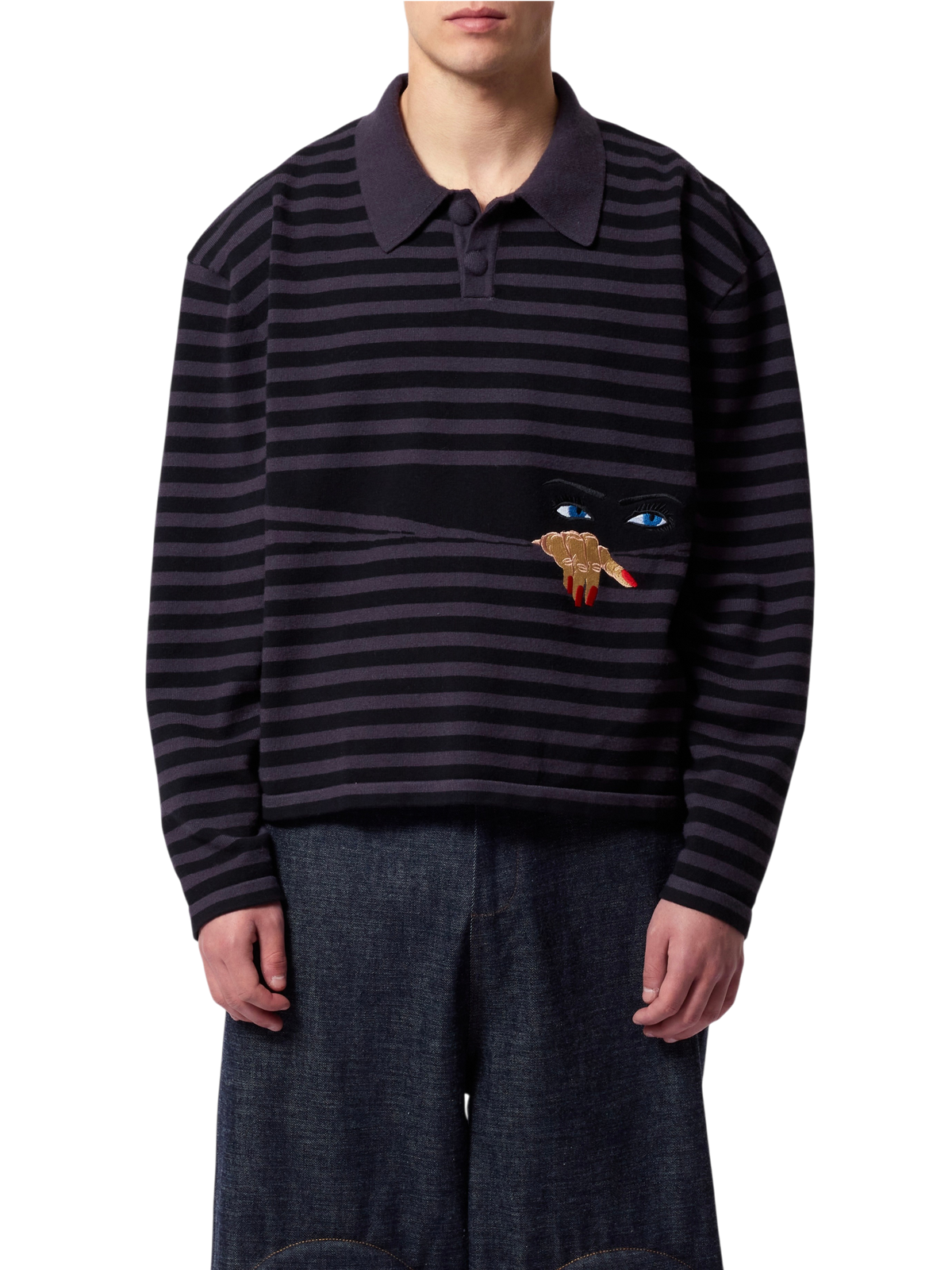 House Of Errors Knitted Peeping Rugby Black/Grey