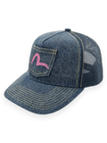 Evisu Seagull Pocket Denim Mesh Trucker Cap Navy