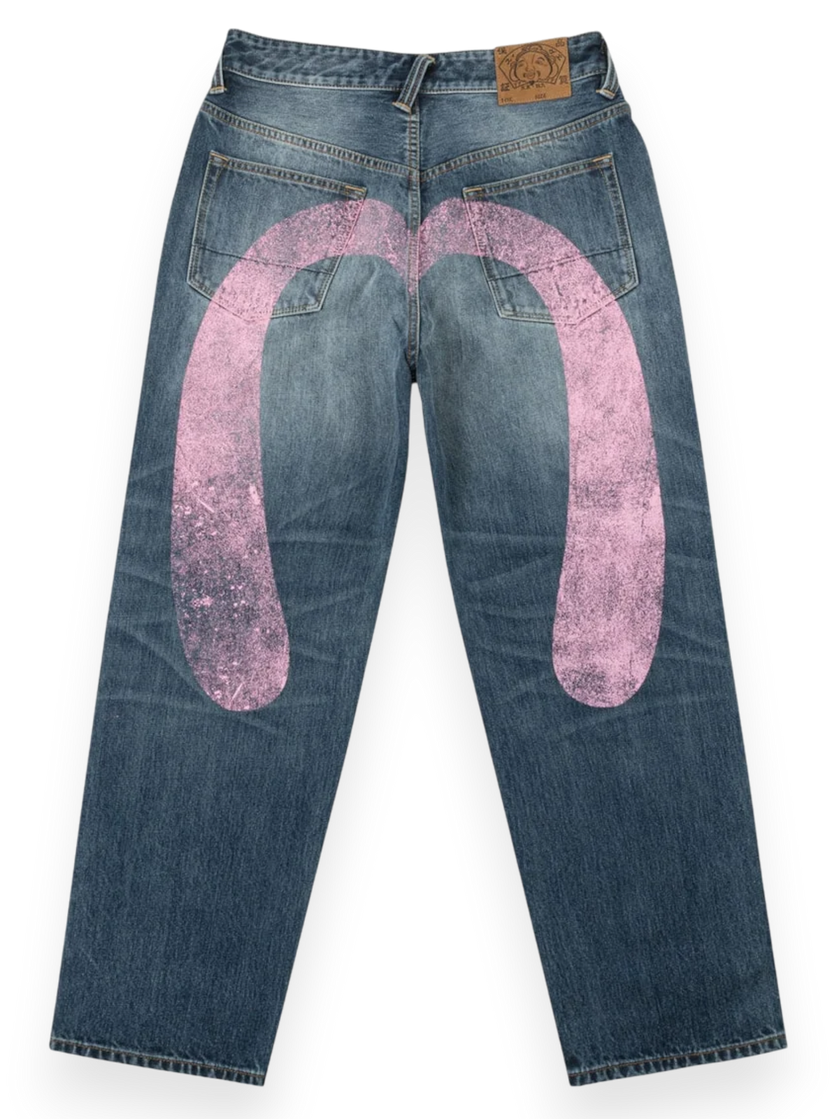 Evisu Pink Daicock Ripped Jeans